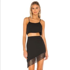 Lexie Fringe Skirt Set in Black EUC